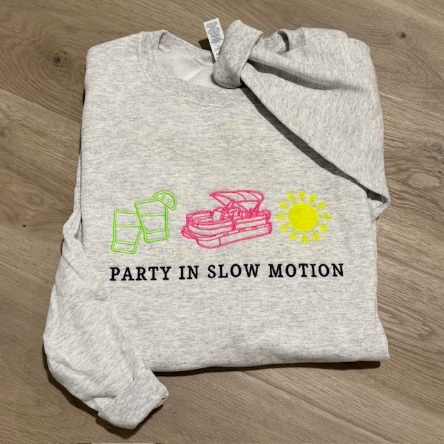Party In Slow Motion Embroidered Sweatshirt