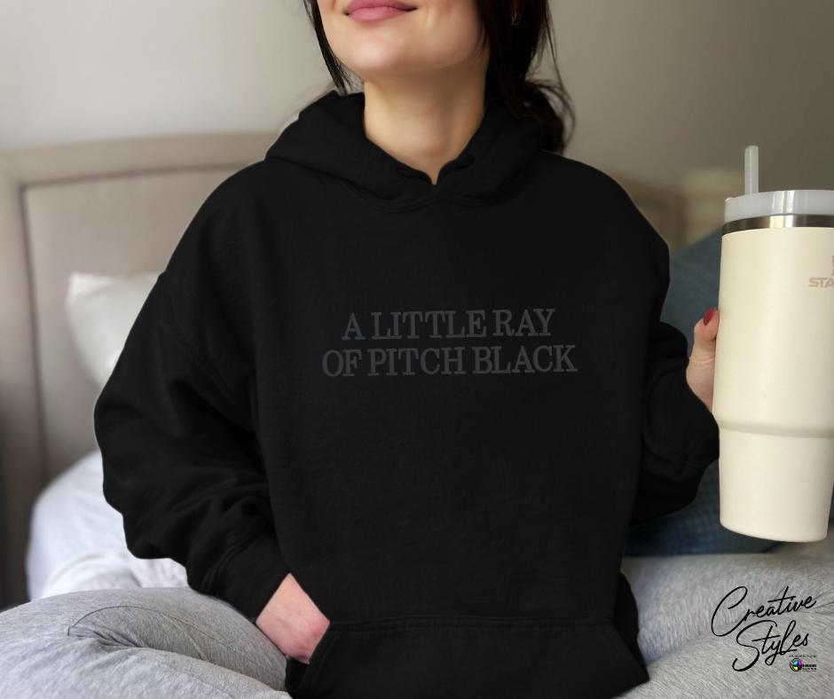 Little Ray of Pitch Black Embroidered Hoodie