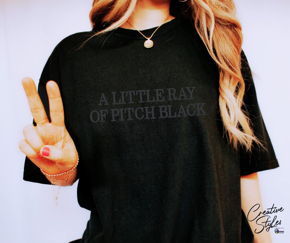 Little Ray of Pitch Black Embroidered Tee