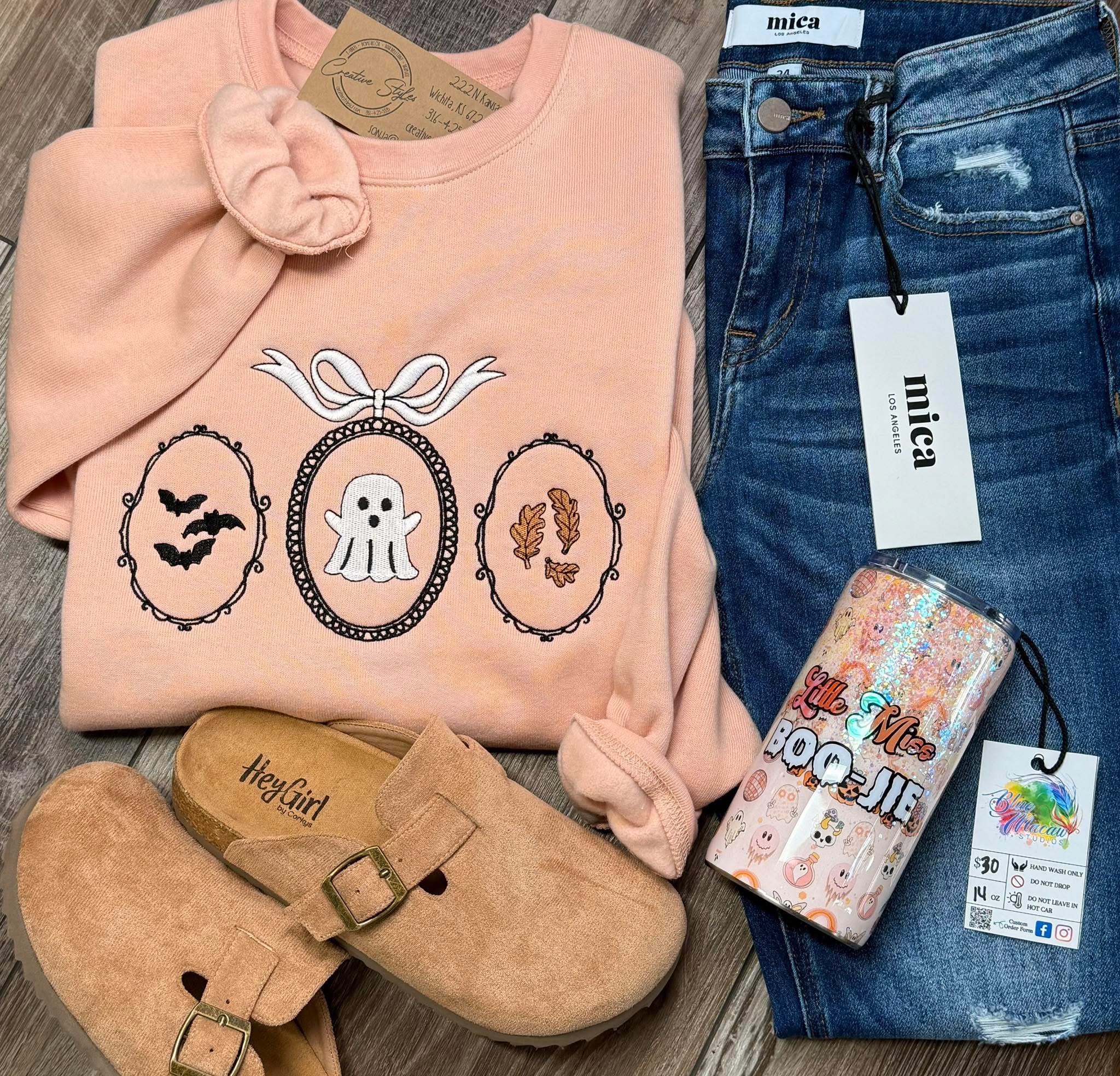 Spooky Trio Embroidered Crewneck Sweatshirt