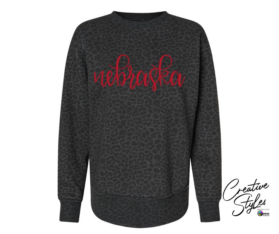 Nebraska Embroidered Women's Crewneck Sweatshirt