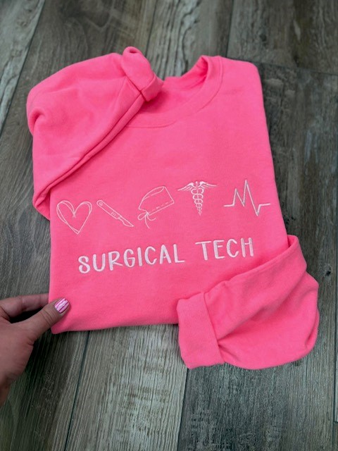 Surgical Tech Embroidered Crewneck Sweatshirt