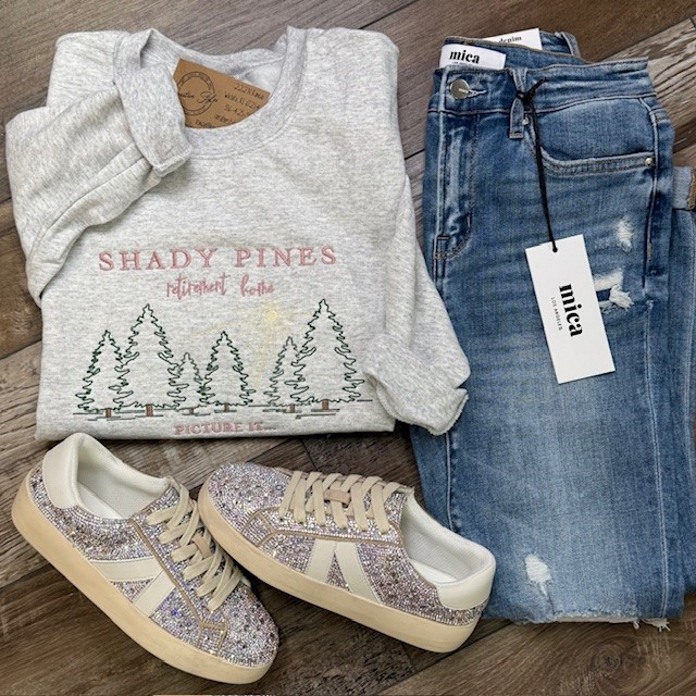Shady Pines Embroidered Crewneck Sweatshirt