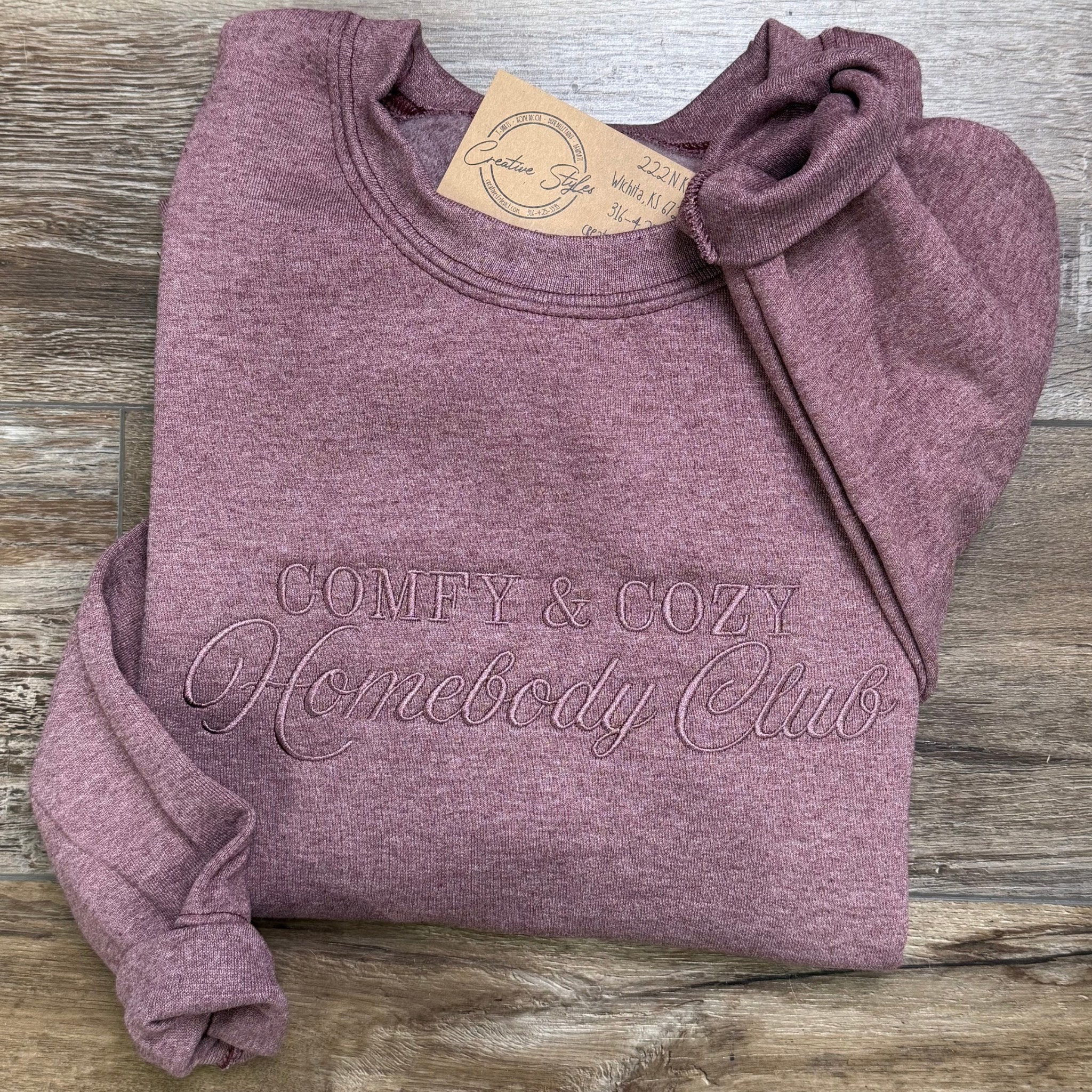 Comfy & Cozy Homebody Club Embroidered Sweatshirt