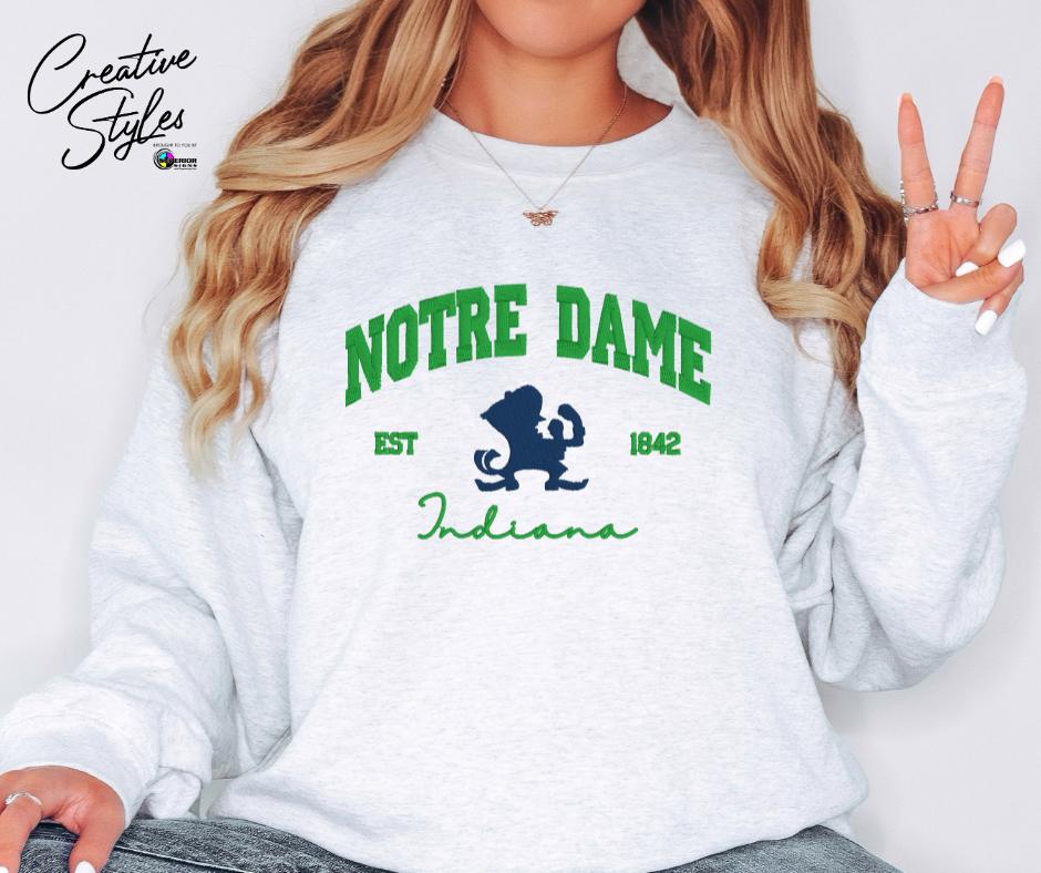 Notre Dame Collegiate Embroidered Crewneck Sweatshirt