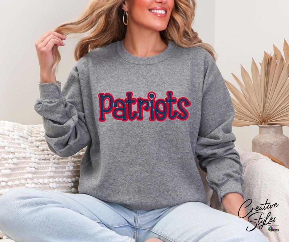 Patriots 3D Puff Embroidered Crewneck Sweatshirt