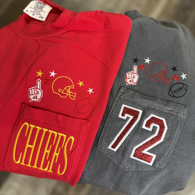 Football Pocket Embroidered Pocket Tee