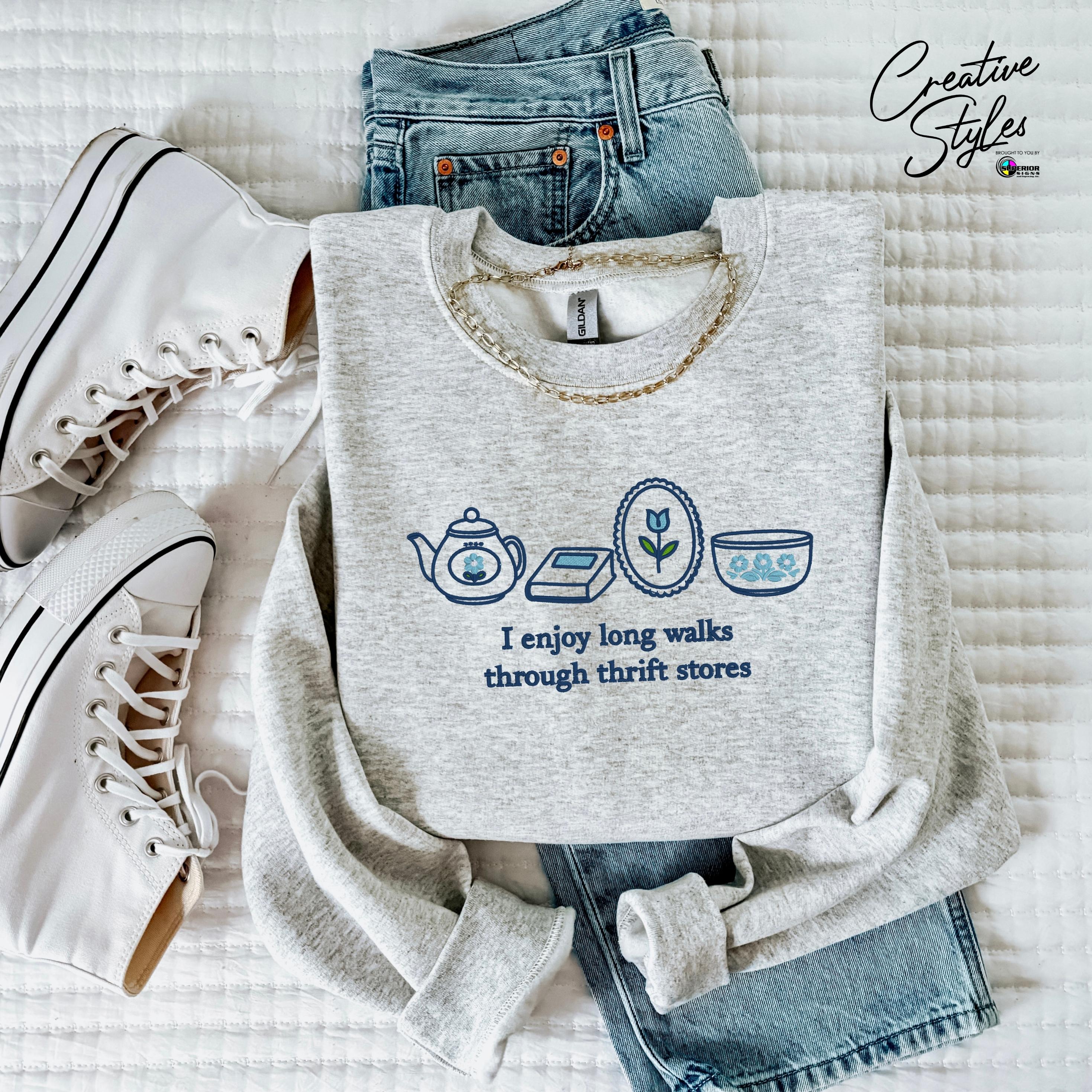 Thrift Store Embroidered Crewneck