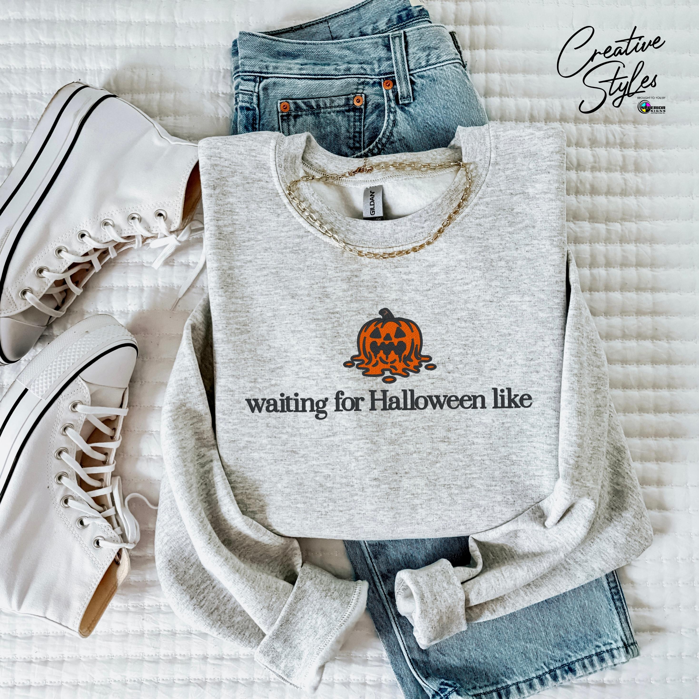 Waiting for Halloween Embroidered Crewneck