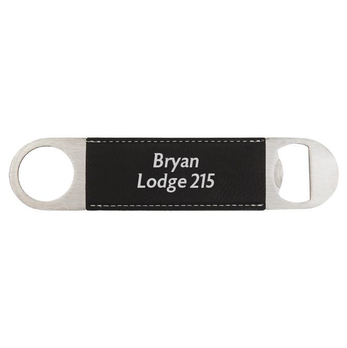 1 1/2" x 7" Black/Silver Leatherette Bottle Opener