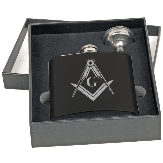 6oz Matte Black Flask Set in Presentation Box