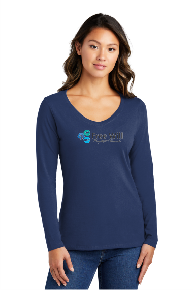 Port & Company Ladies Long Sleeve Fan Favorite V-Neck Tee