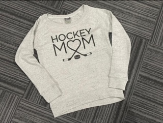 "Hockey Mom Stick Heart" Womens Space Dyed Crewneck Sweatshirt