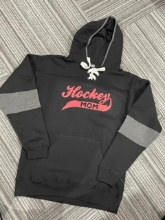 "Hockey Mom" Sport Lace Colorblocked Fleece Hooded Sweatshirt