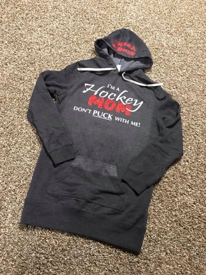 "Hockey Mom...Don't puck with me" Womens Special Blend Hooded Sweatshirt Dress