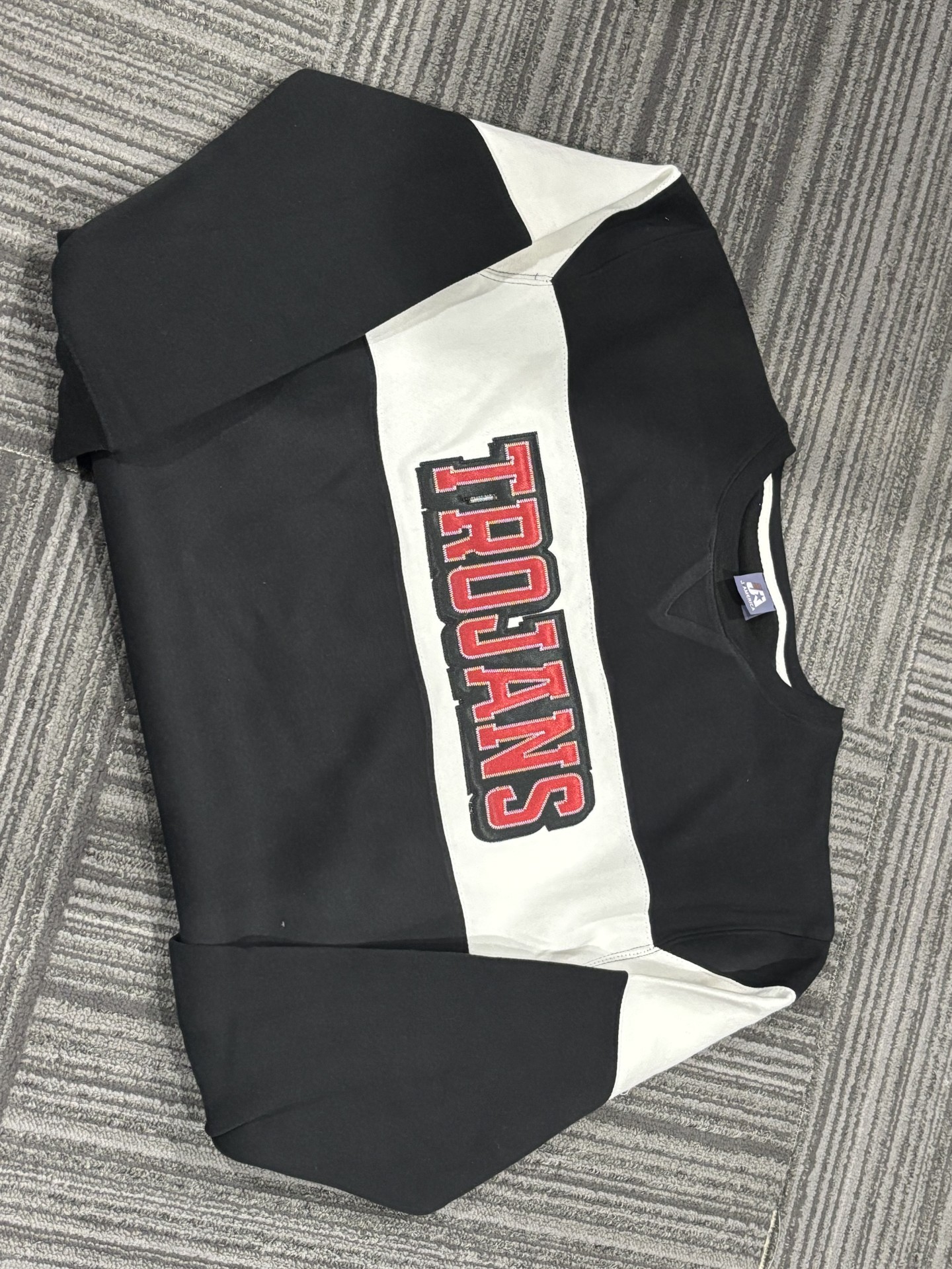 Trojans Unisex Stripe Fleece Crewneck Sweatshirt STITCHED FABRIC