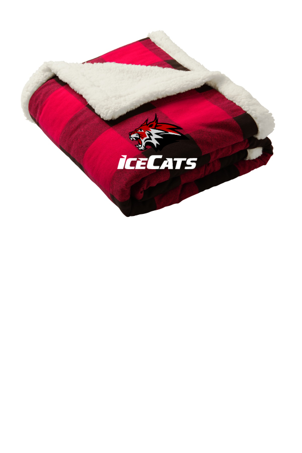 BV Ice Cats Flannel Sherpa Blanket STITCHED