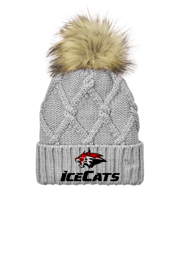 BV Ice Cats Faux Fur Pom Beanie STITCHED