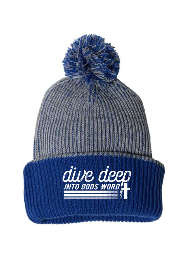 WCS 12" Speckled Pom-Pom Cuffed Beanie STITCHED