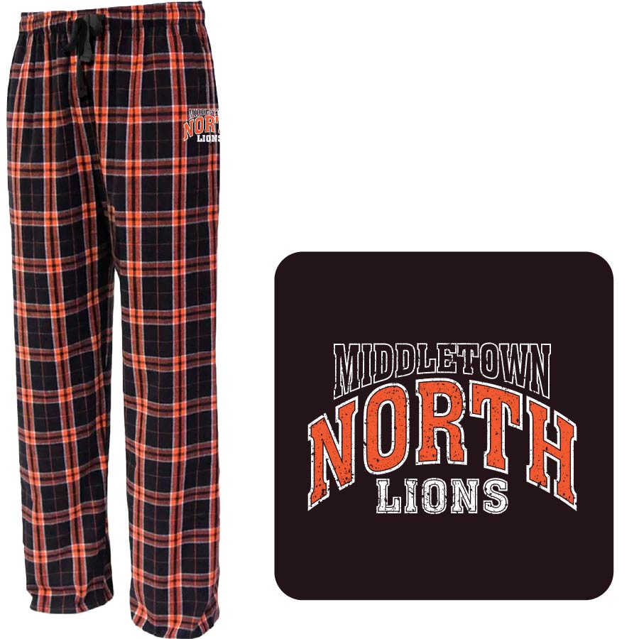 55...  Black/Orange Flannel pants