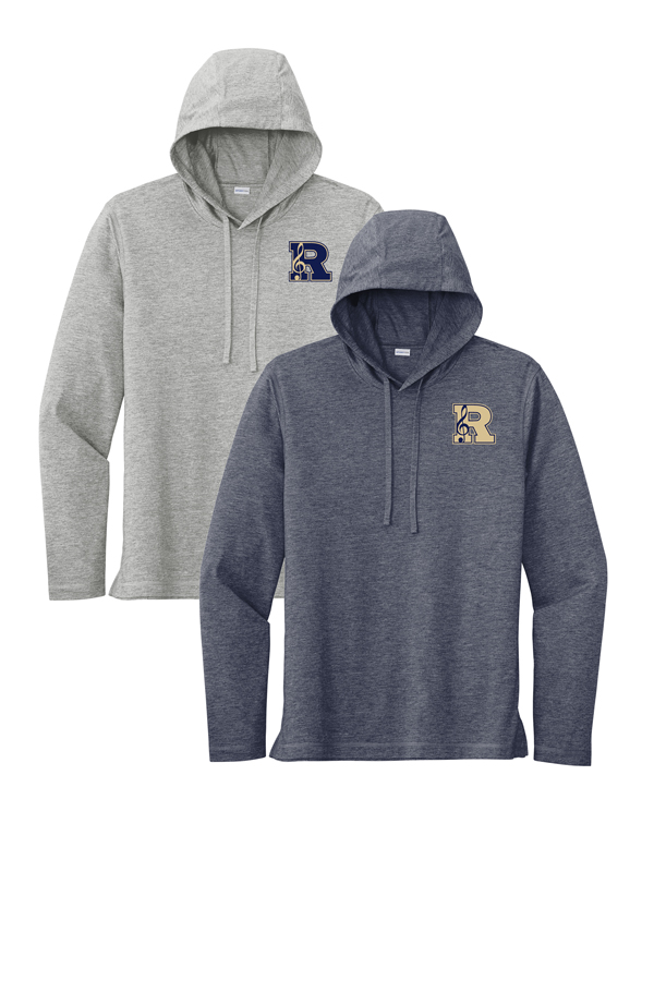 Left Chest Band print Tri-Blend Lightweight Long Sleeve Hoodie - ST406