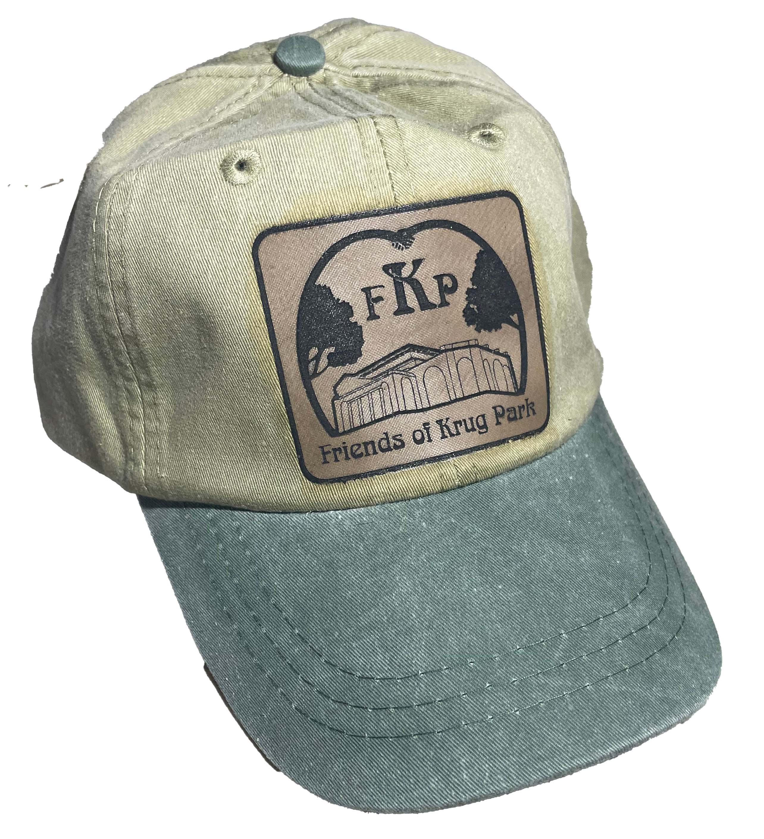 Canvas ball cap with faux leather patch