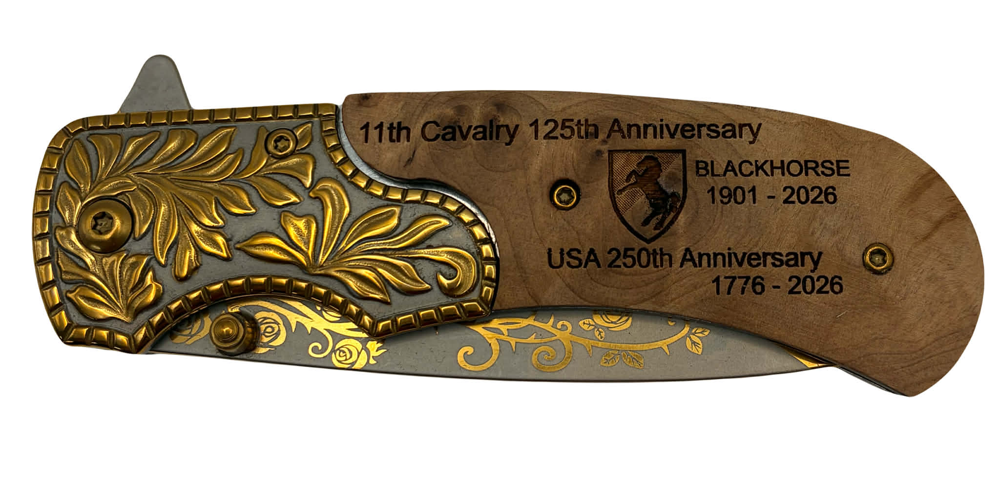 4.75" GOLD BURLWOOD LINER LOCK