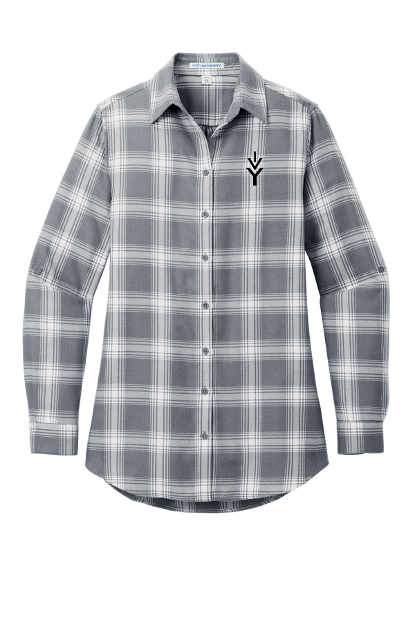 Embroidered Women's Plaid Flannel Tunic