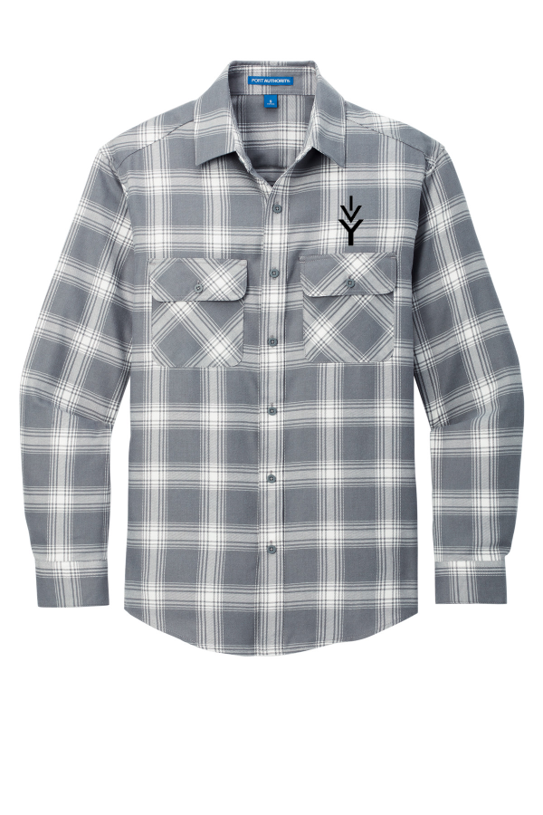 Embroidered Plaid Flannel Shirt