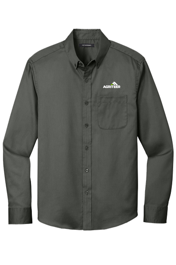 Long Sleeve Button Down Twill Shirt