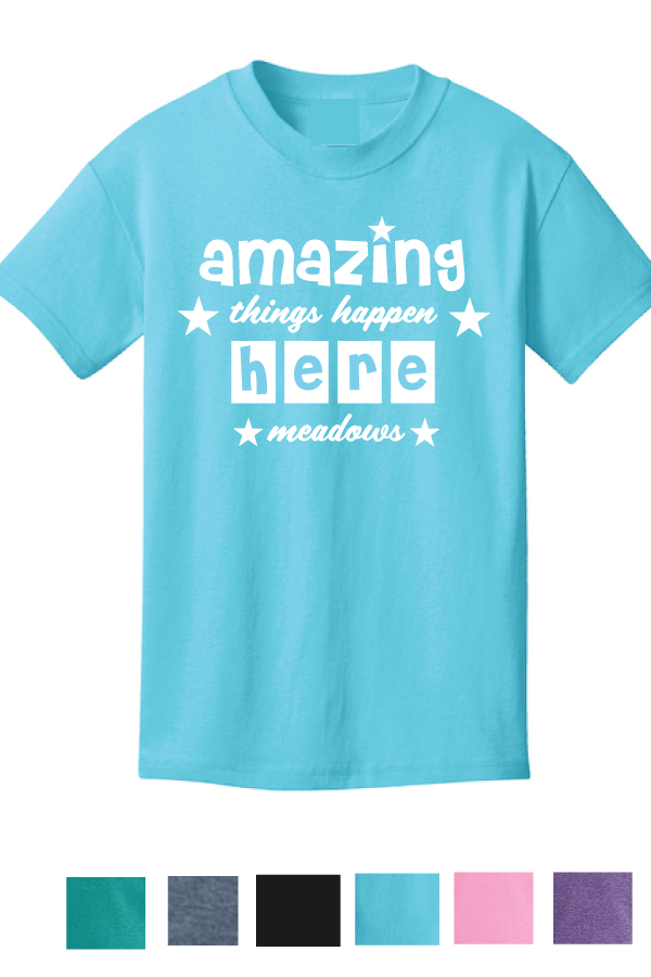 Amazing things happen here standard cotton T-shirt