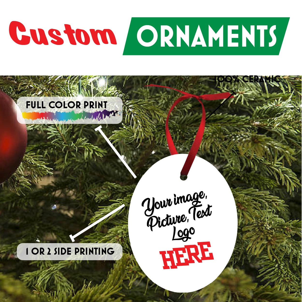 Gloss White ROUND Aluminum Ornament