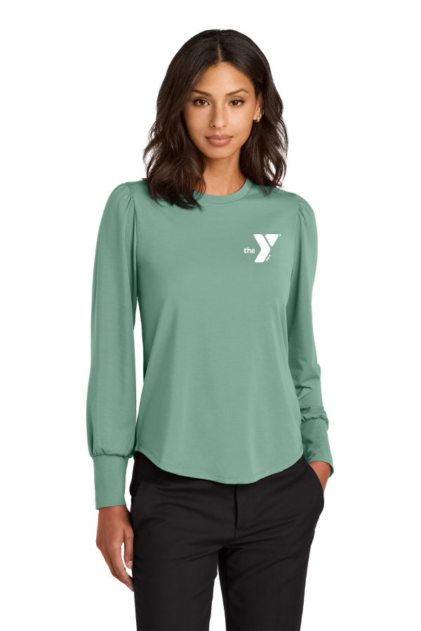 Mercer+Mettle Women s Stretch Jersey Long Sleeve Blouson Top MM1019