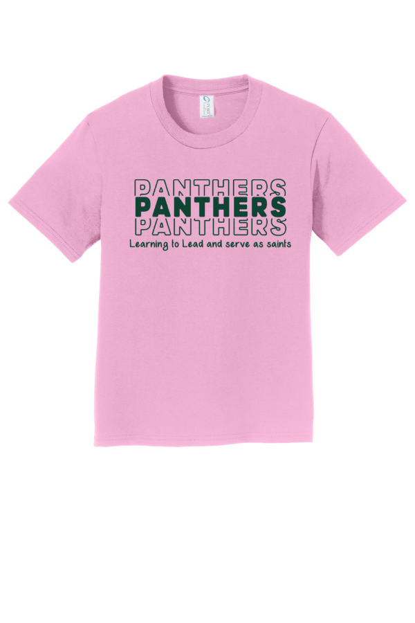 Panthers Stacked Port & Co Youth Fan Favorite Tee