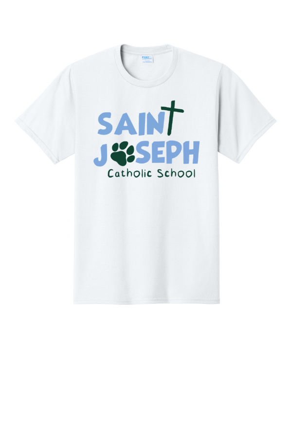 Saint Joseph Cross/Paw Catholic School Adult Port & Co Fan Favorite Tee