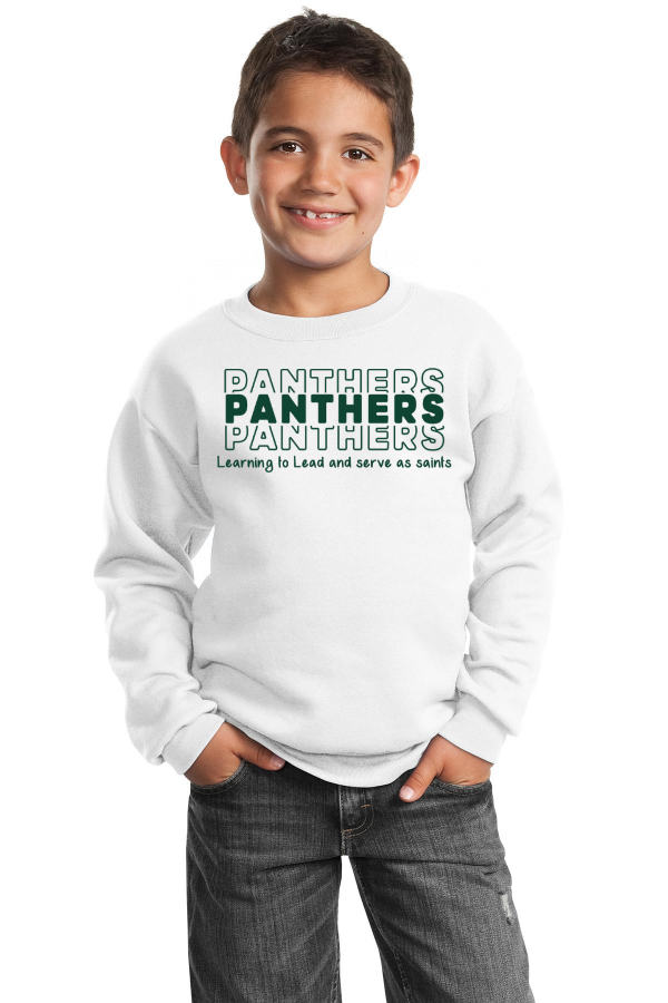 Panthers Stacked Port & Co Youth Core Fleece Crewneck Sweatshirt