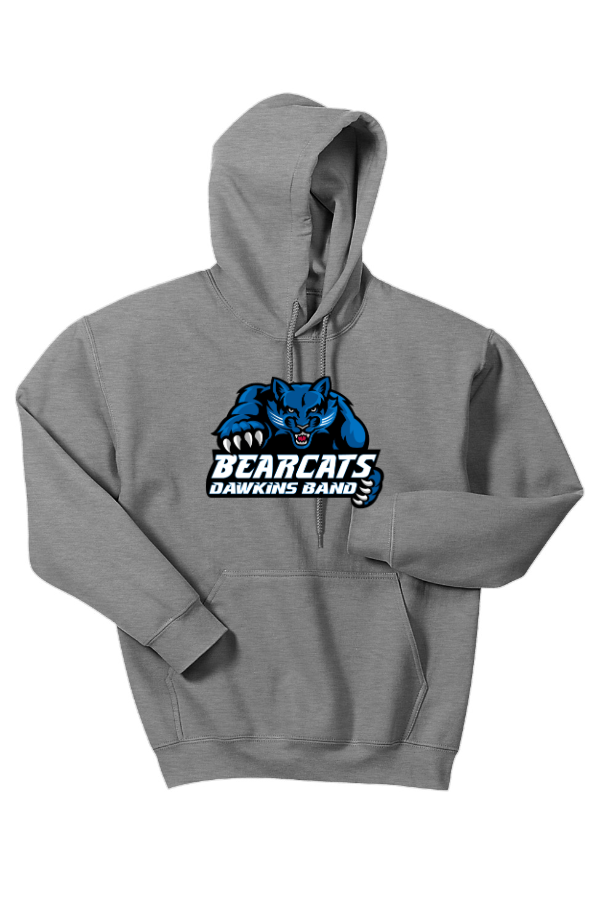 Gildan Heavy Blend Hooded Sweatshirt printed full front for Dawkins Band