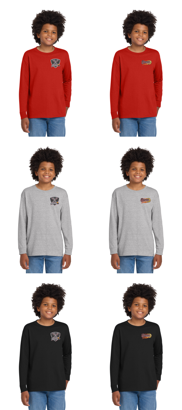 Gildan Youth Heavy Cotton 100% Cotton Long Sleeve T-Shirt printed left chest