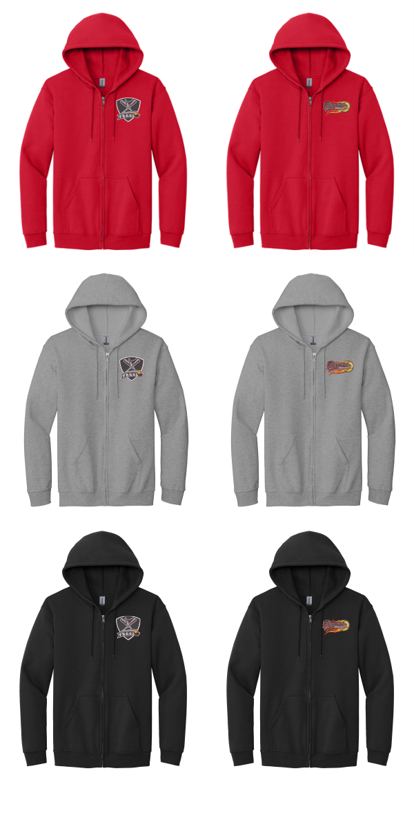 Gildan Heavy Blend Full-Zip Hooded Sweatshirt embroidered left chest