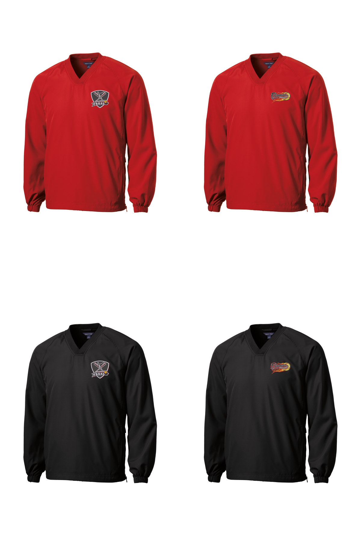 Sport-Tek V-Neck Raglan Wind Shirt embroidered left chest