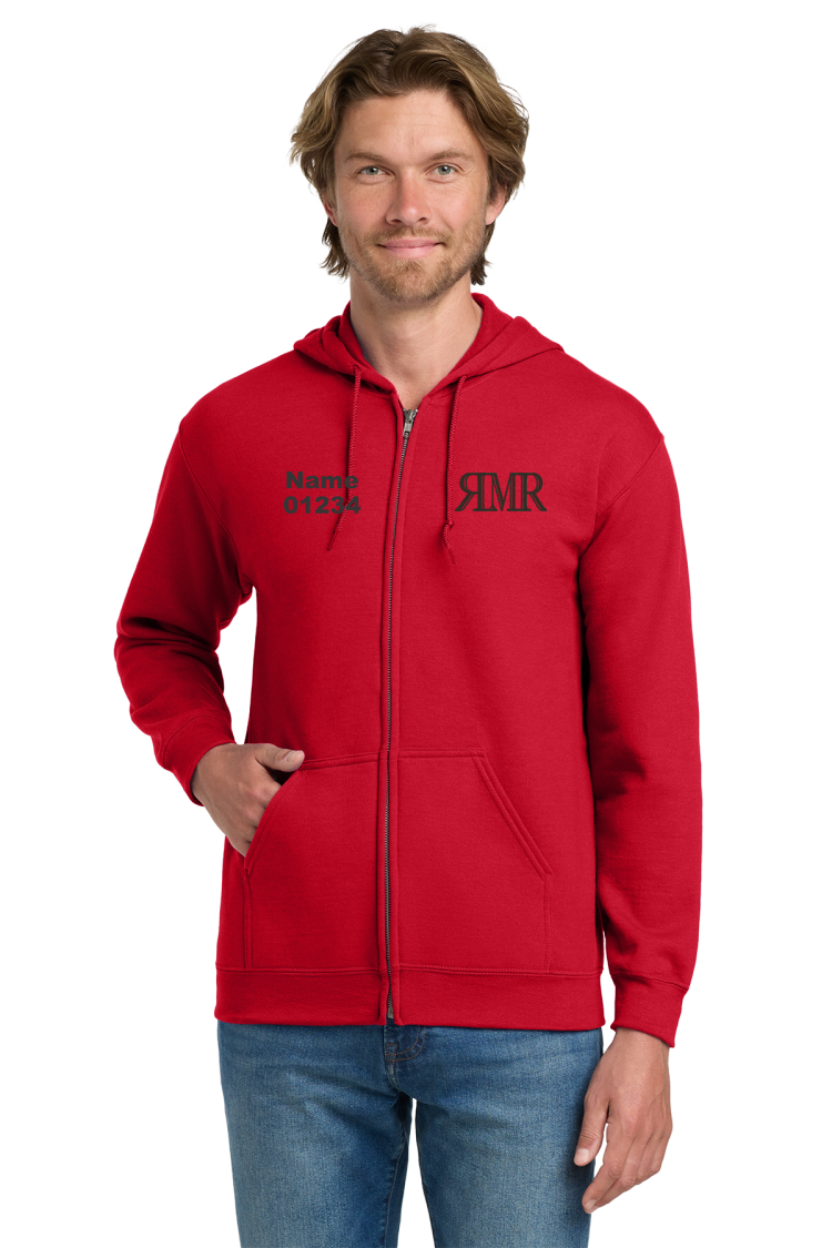 Red Gildan Heavy Blend Full-Zip Hooded Sweatshirt