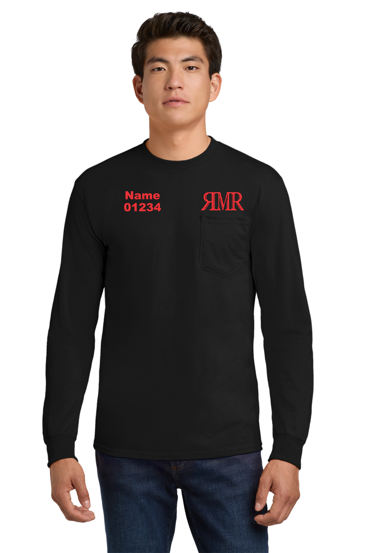 Pocketed Gildan Ultra Cotton 100% US Cotton Long Sleeve T-Shirt