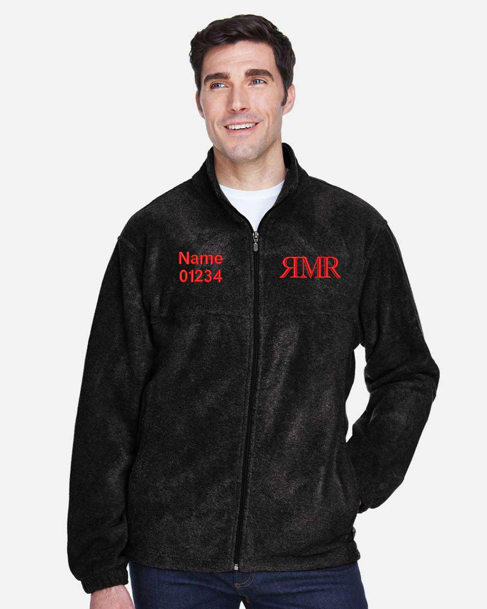 Black Harriton Men's Full-Zip Fleece
