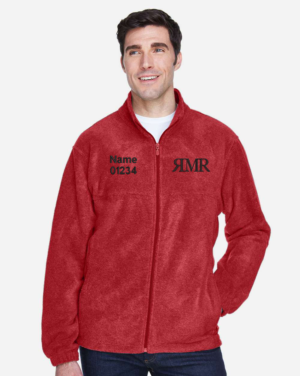 Red Harriton Men's Full-Zip Fleece