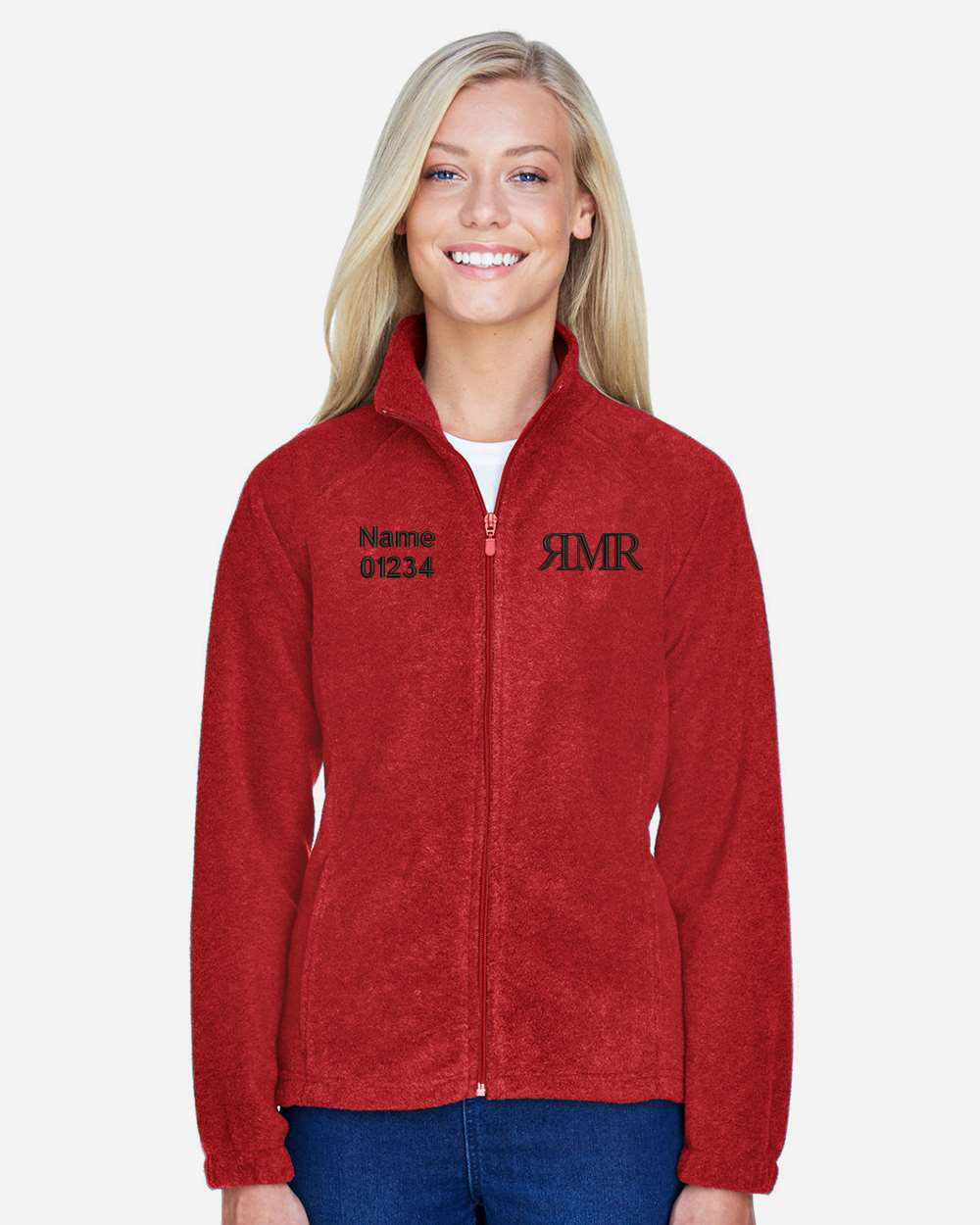 Red Harriton Ladies Full-Zip Fleece