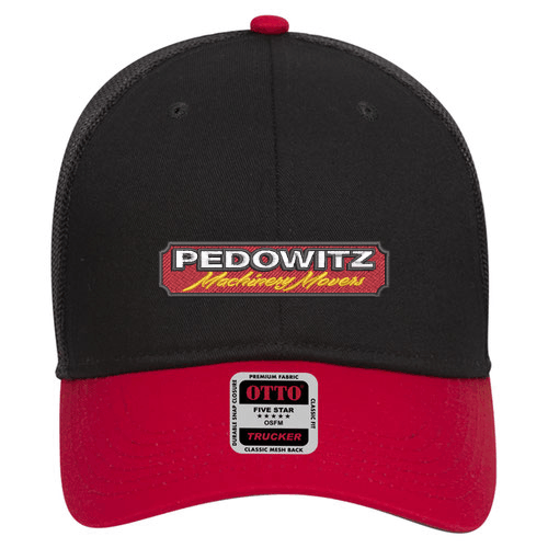 OTTO CAP 6 Panel Low Profile Mesh Back Trucker Hat (Black/Red/Black)