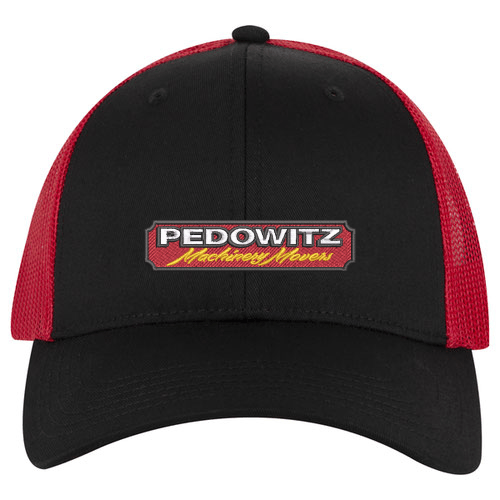 OTTO CAP 6 Panel Low Profile Mesh Back Trucker Hat (Black/Black/Red)