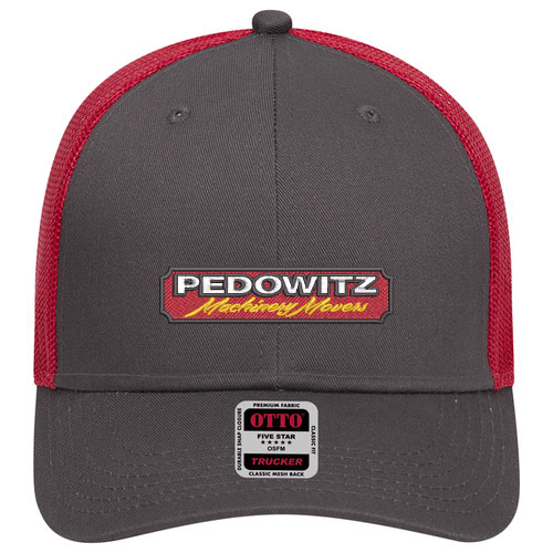 OTTO CAP 6 Panel Low Profile Mesh Back Trucker Hat (Gray/Gray/Red)