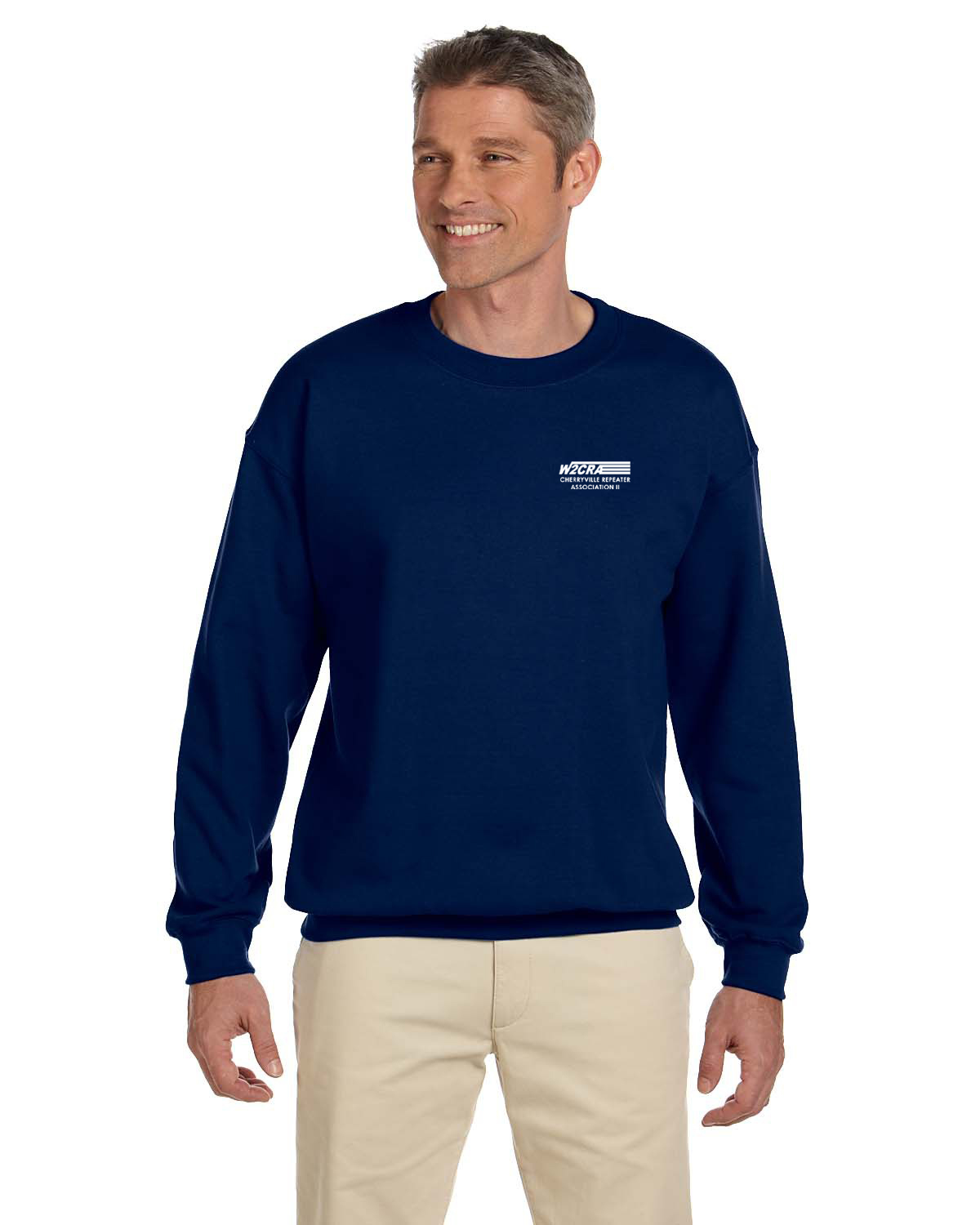KSS180 Navy Crewneck Sweat Shirt with White Logo on Left Chest