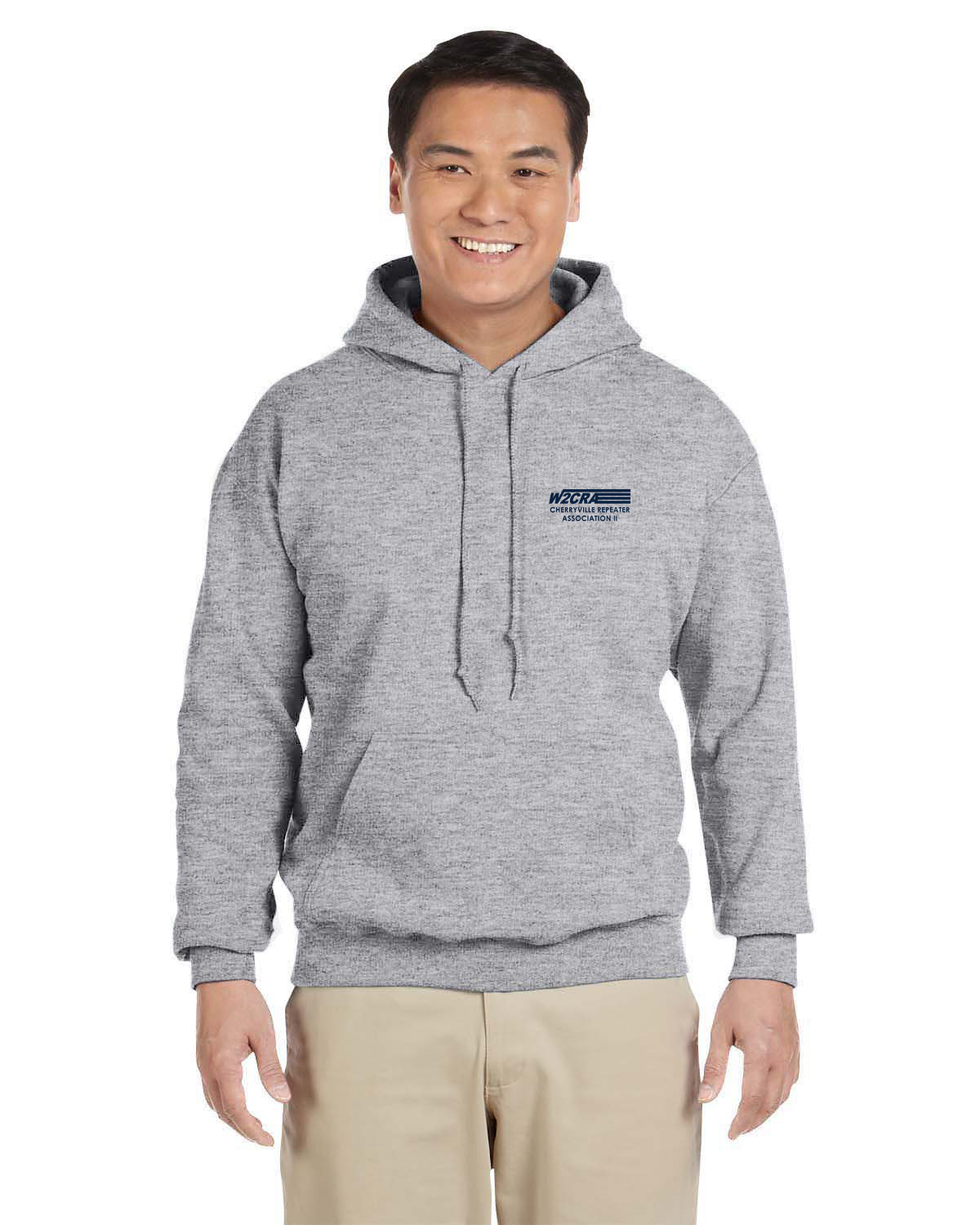 KSS185 Sport Grey Hoodie with Navy Logo on Left Chest and Back Print